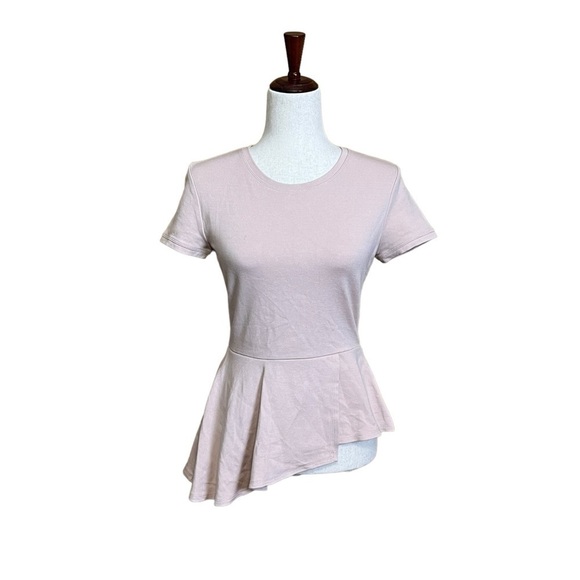 BCBGMaxAzria Harlem Seamed Waist Peplum Top. Bare Pink. Size S #1179 - Picture 5 of 7